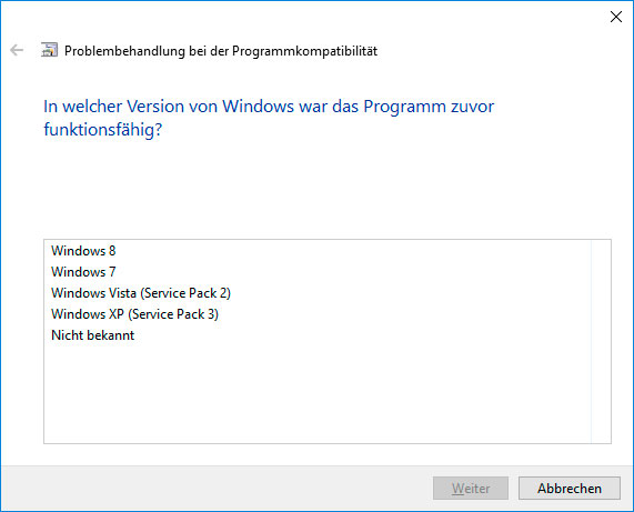 «DIRTY_NOWRITE_PAGES_CONGESTION» 0x000000FD: In welcher Version von Windows war das Programm zuvor funktionsfähig?