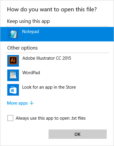 Öffnen Sie mit (Windows 10)